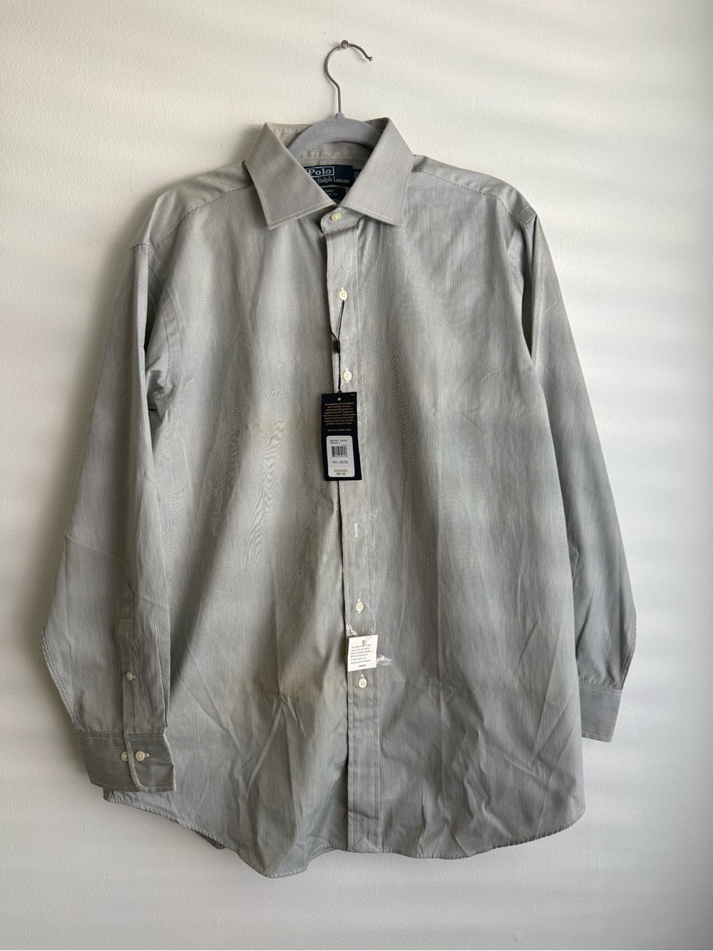 Polo Ralph Lauren Regent Classic Fit Men’s Dress Shirt 16.5 32/33 NWT Gray Strip
